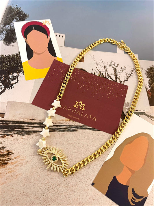 Star and Turkish Eye Necklace