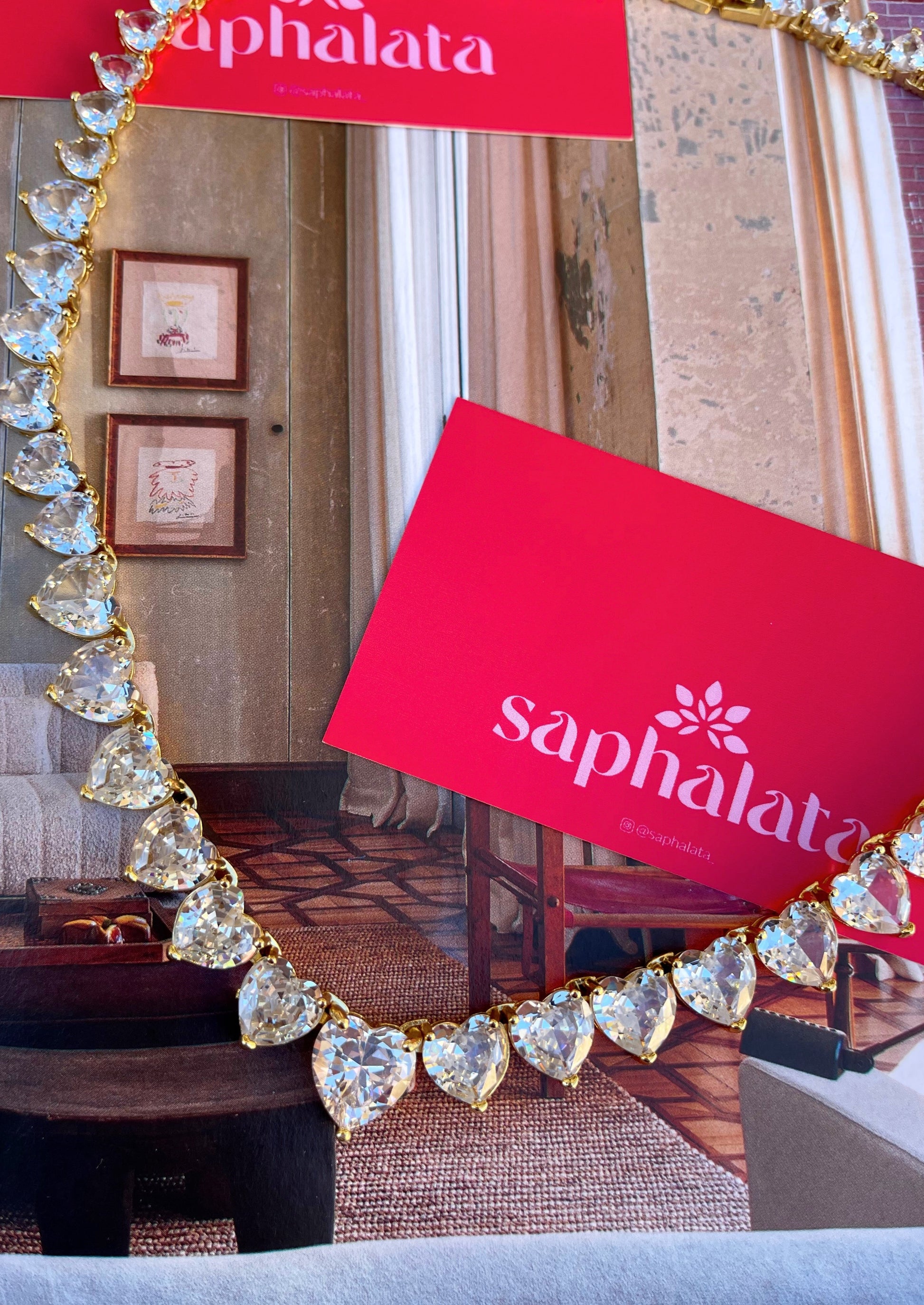 close up heart crystal statement necklace