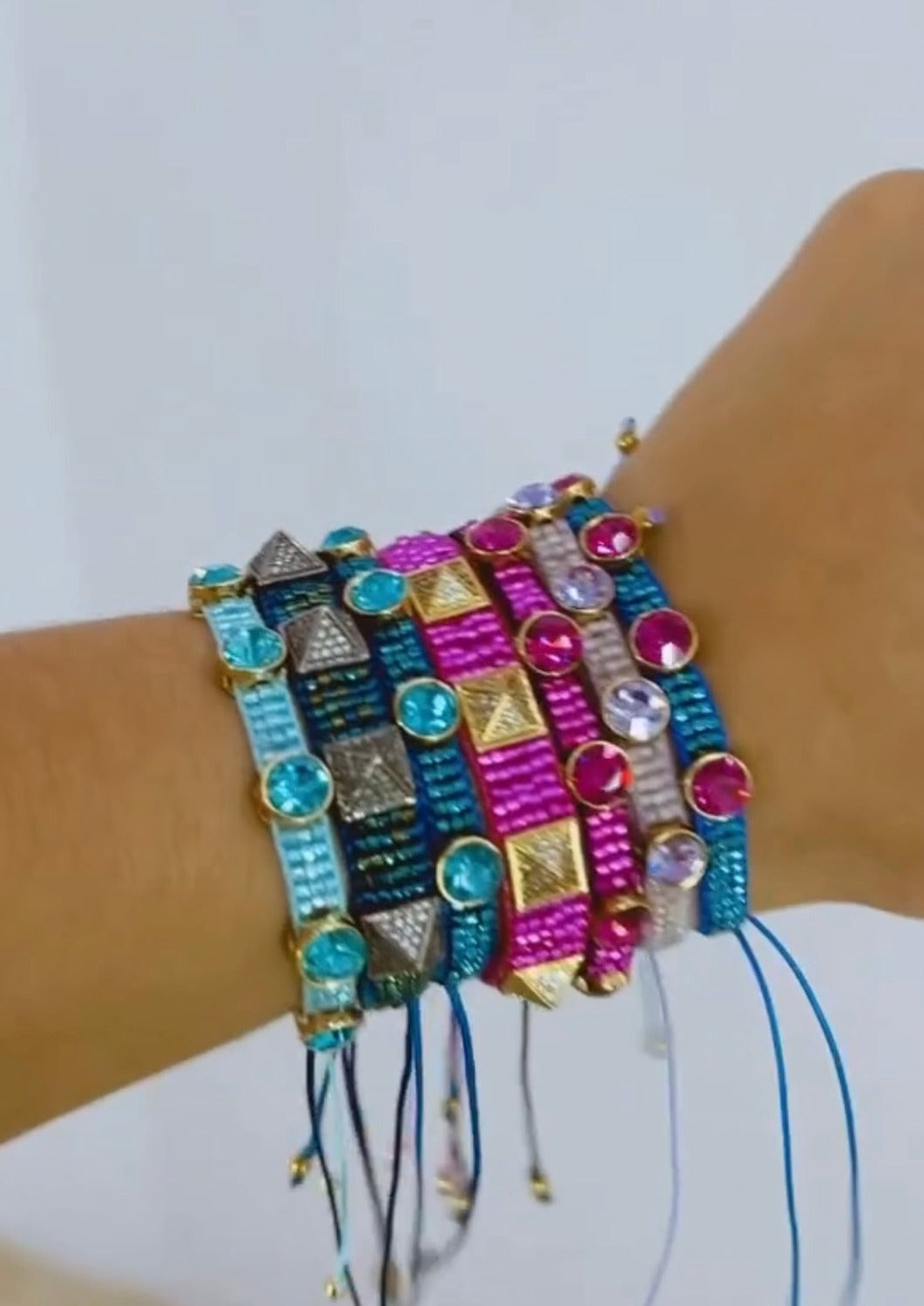 pulseras cristales redondos colores